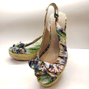 Green/Blue Multicolor, Wedge Sandals